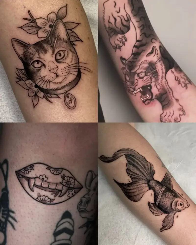 Tatuagens de blackwork e old school, por Rafa, Clash Tattoo Ribeirão Preto